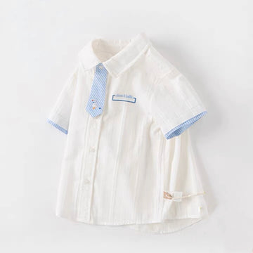 White Shirt With Seagull Embroidery Tie (2yrs-7yrs)