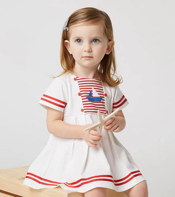 Red Line Sailor Design Dress (12mths-9yrs)