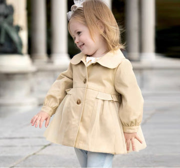 Scallop Collar Design Ruffle Tulle Trench Coat (18mths-7yrs)