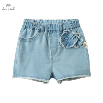 Summer Cute Floral Appliques Baby Girls Jeans Shorts (12mths-7yrs)