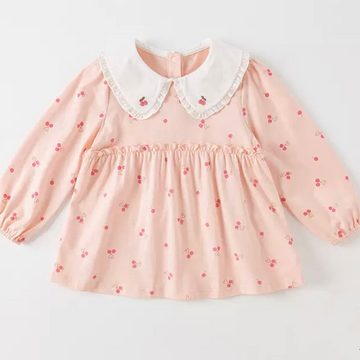 Cherry Design Pink Color Flare Blouse (12mths-7yrs)