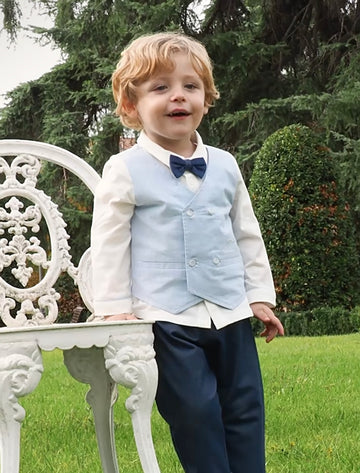 Vest Docking Shirt And Pants Set With Bowtie (18mths-7yrs)