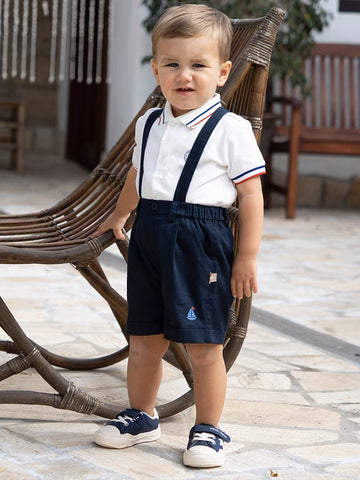 Pants With Yacht Embroidery Design Suspenders (18mths-9yrs)