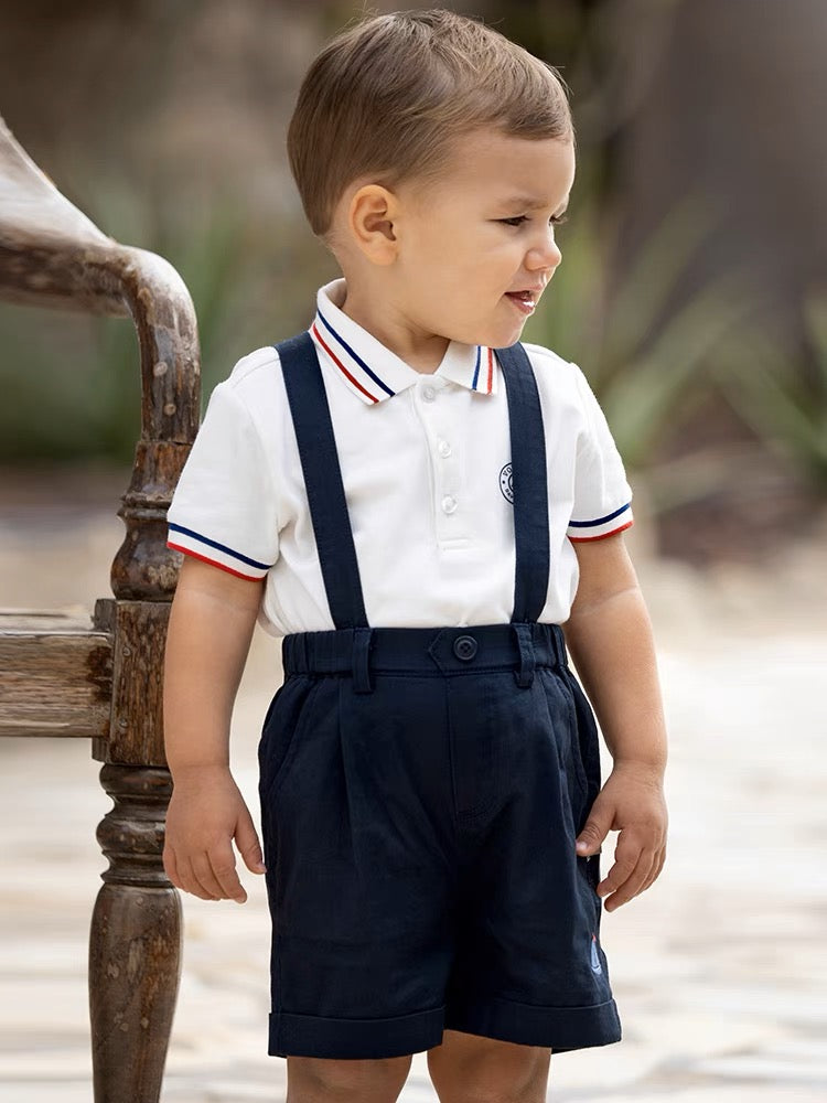 Pants With Yacht Embroidery Design Suspenders (18mths-9yrs)