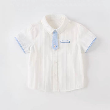 White Shirt With Seagull Embroidery Tie (2yrs-7yrs)