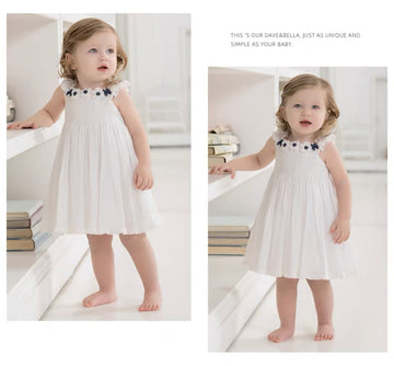 Ruched Design White Collar Dress (18mths-7yrs)