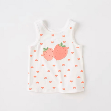 Strawberry x Heart Design Sleeveless Tops (12mths-9yrs)