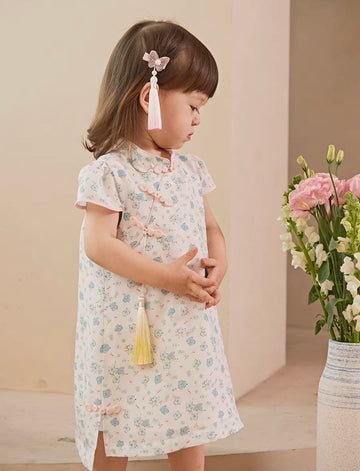 Cheongsam Dress With Pastel Color Tassels (18mths-11yrs)