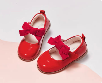Velor Ribbon Red Color Shoes