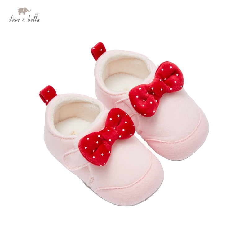 Red Bow Pink Newborn Shoes