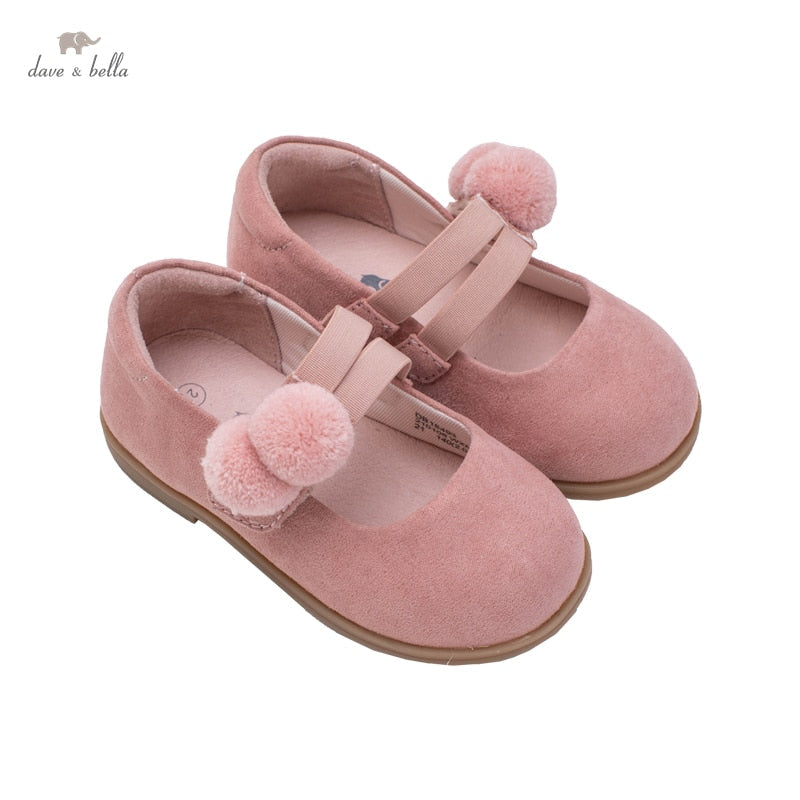 Solid Ball Pink Flat Heel Shoes